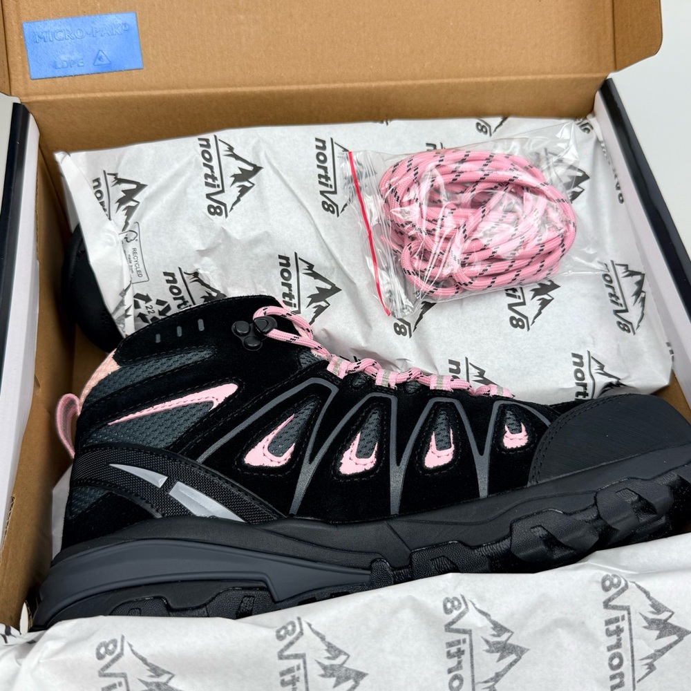 NWT Women's Waterproof Wide Hiking Boots Outdoor/Black&Pink/US8 - Picture 9 of 12